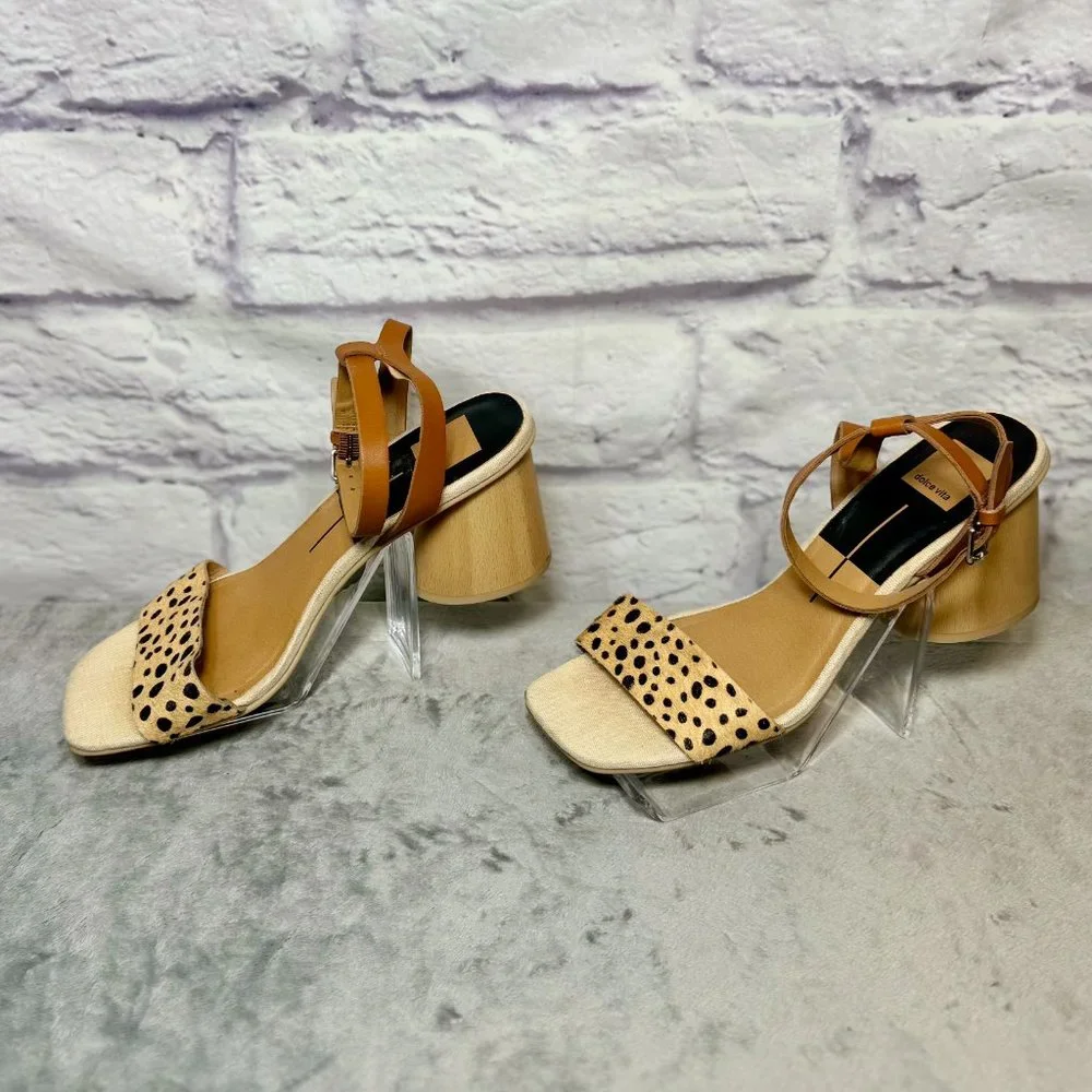 Dolce Vita Hazel Leopard Print Ankle Strap Sandals - Picture 2 of 6
